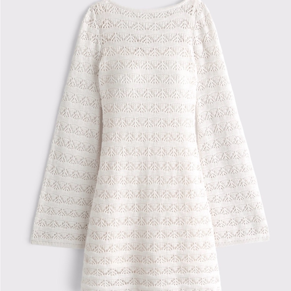 Abercrombie & Fitch Cream Lace Long Sleeve Dress